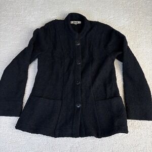 Women's FLAX Size Small Black Button‎ Cardigan Jacket Blazer
